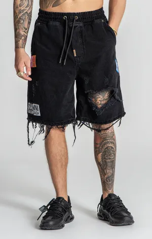 Black Multiply Denim Shorts