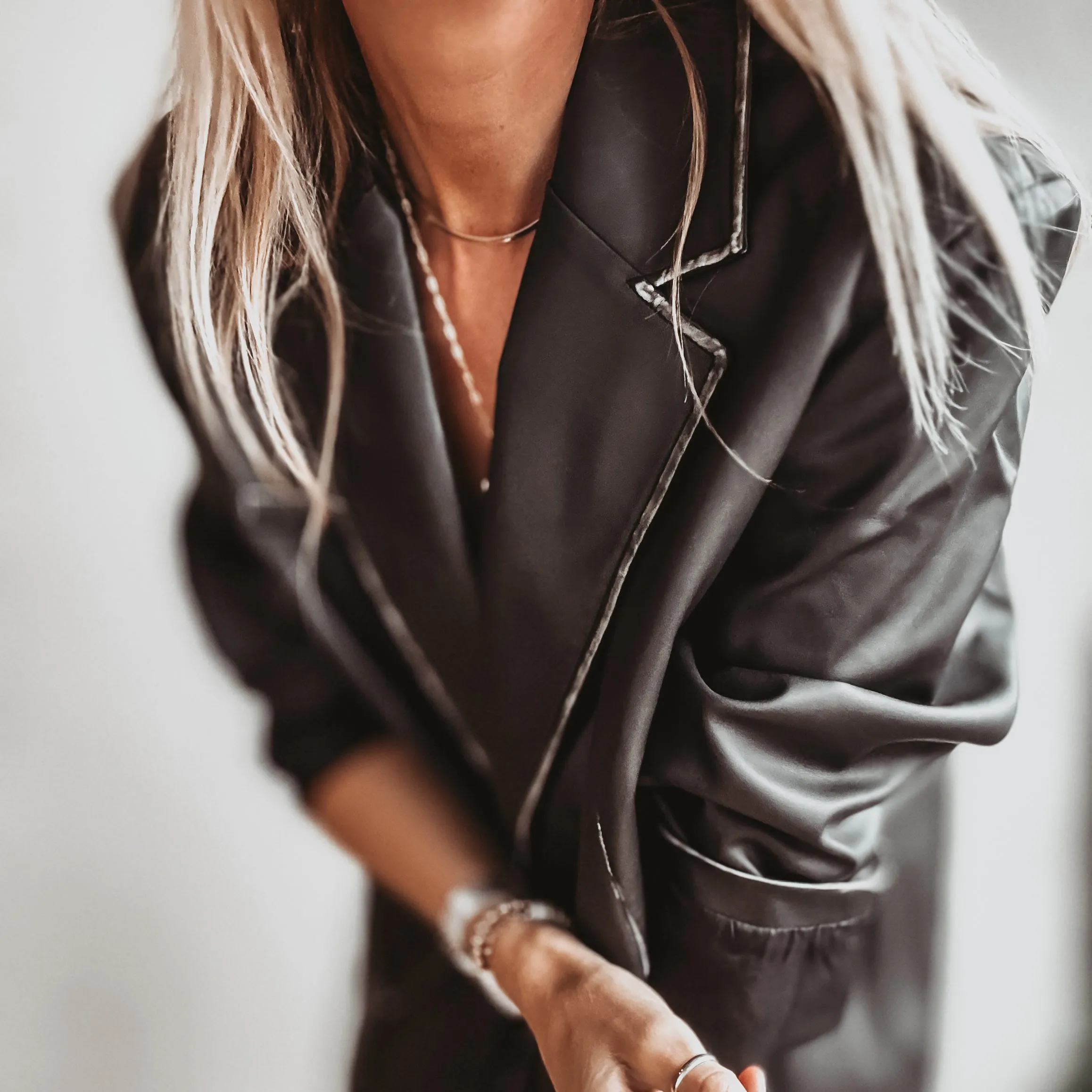 Black faux leather boyfriend blazer *NEW*