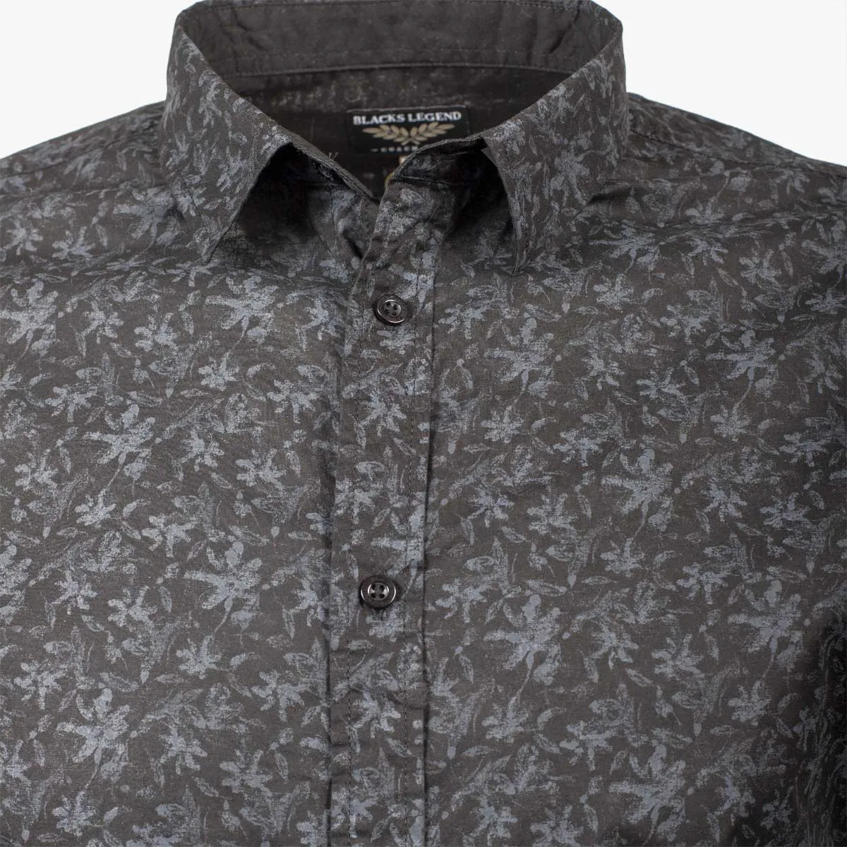 Chemise ml noire imprimé fleuri