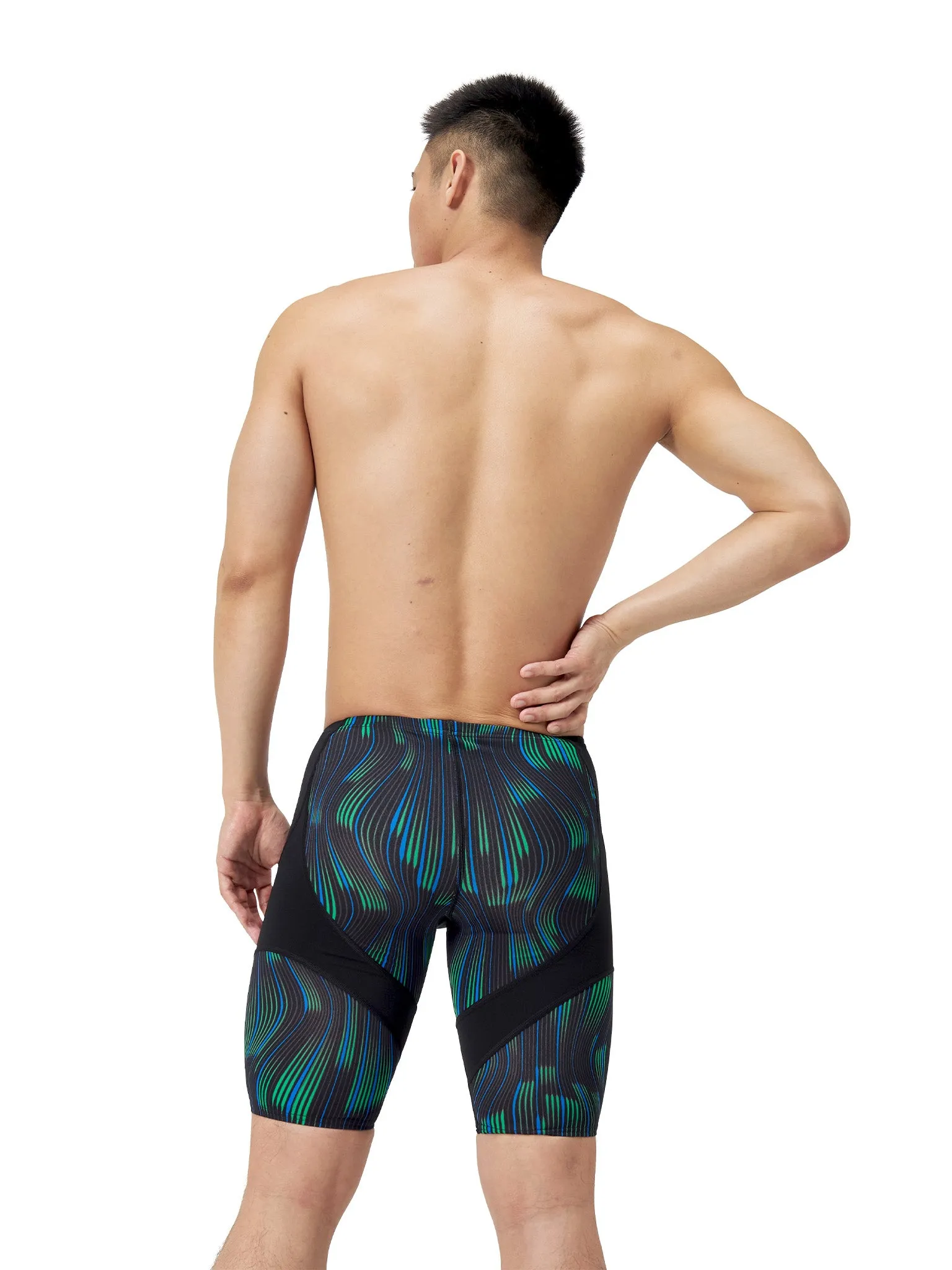 Cuissard de natation Space Train pour hommes - Bleu royal/Vert brillant