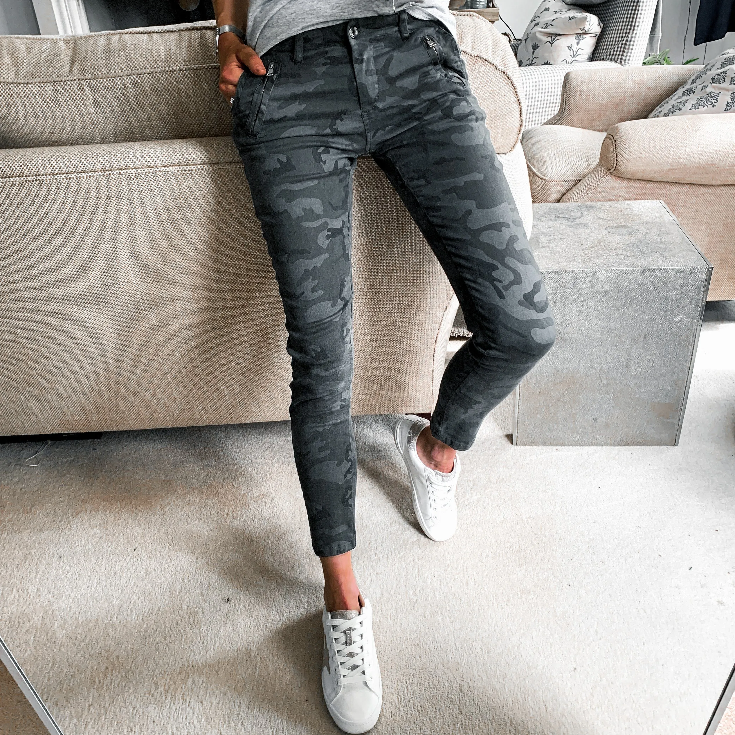 Dark grey camo combat jeans *now half price*