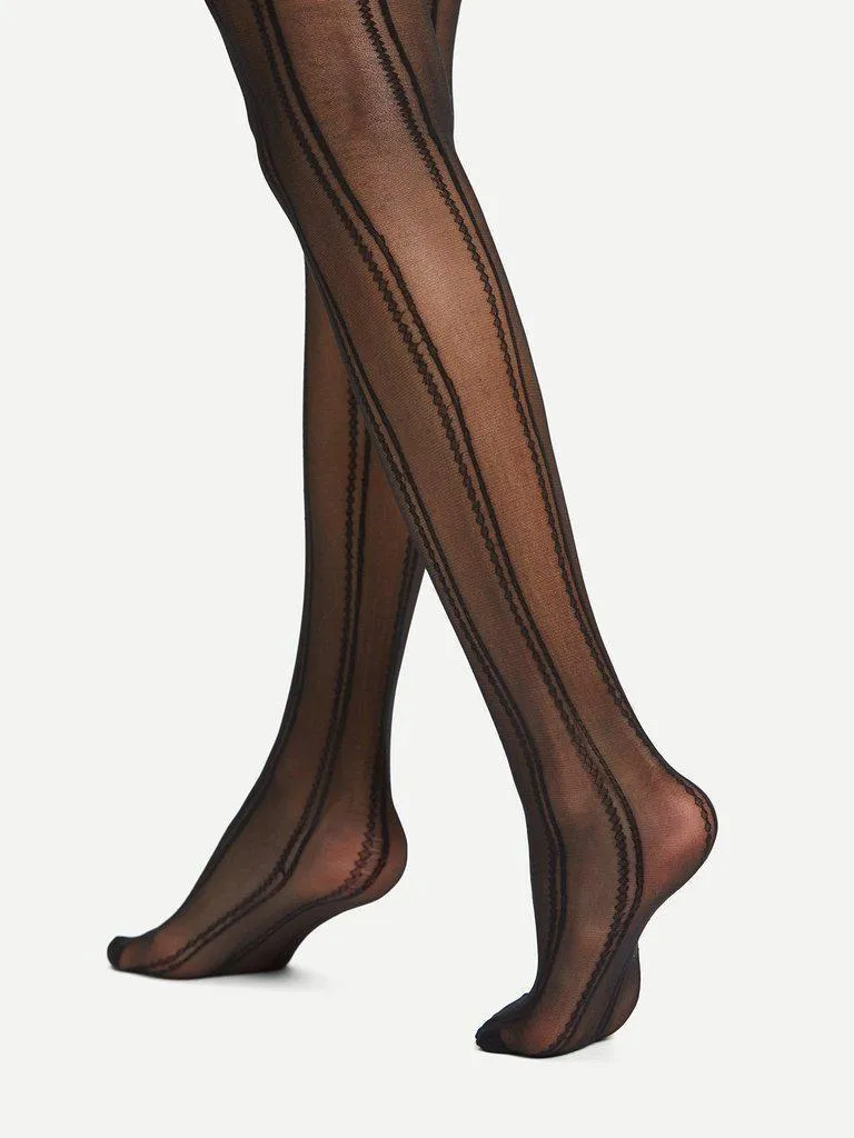 Embroidered Detail Pantyhose Stockings