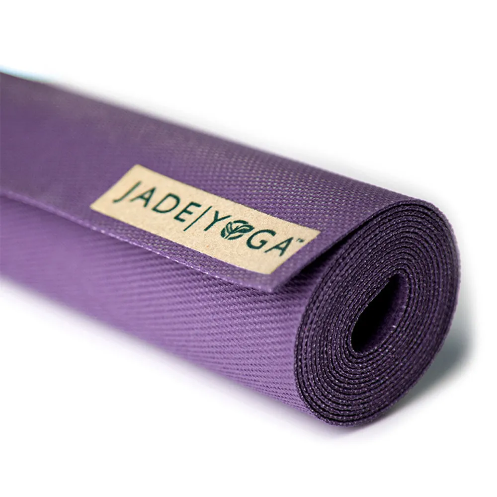 Jade Yoga Voyager Mat - Purple & Jade Yoga Cork Yoga Block - Small   Jade Yoga Plant Based Mat Wash - 8 oz Starter Kit