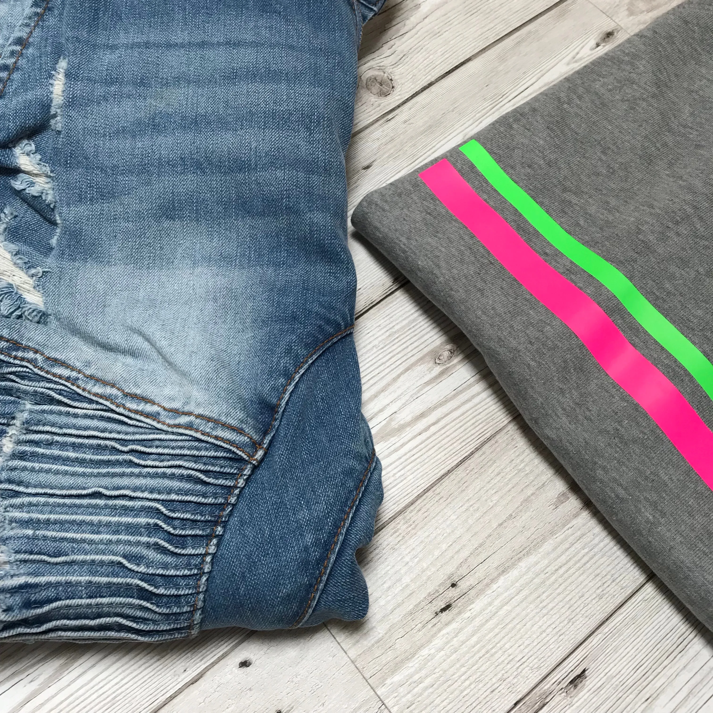 Neon pink & green stripe sweatshirt