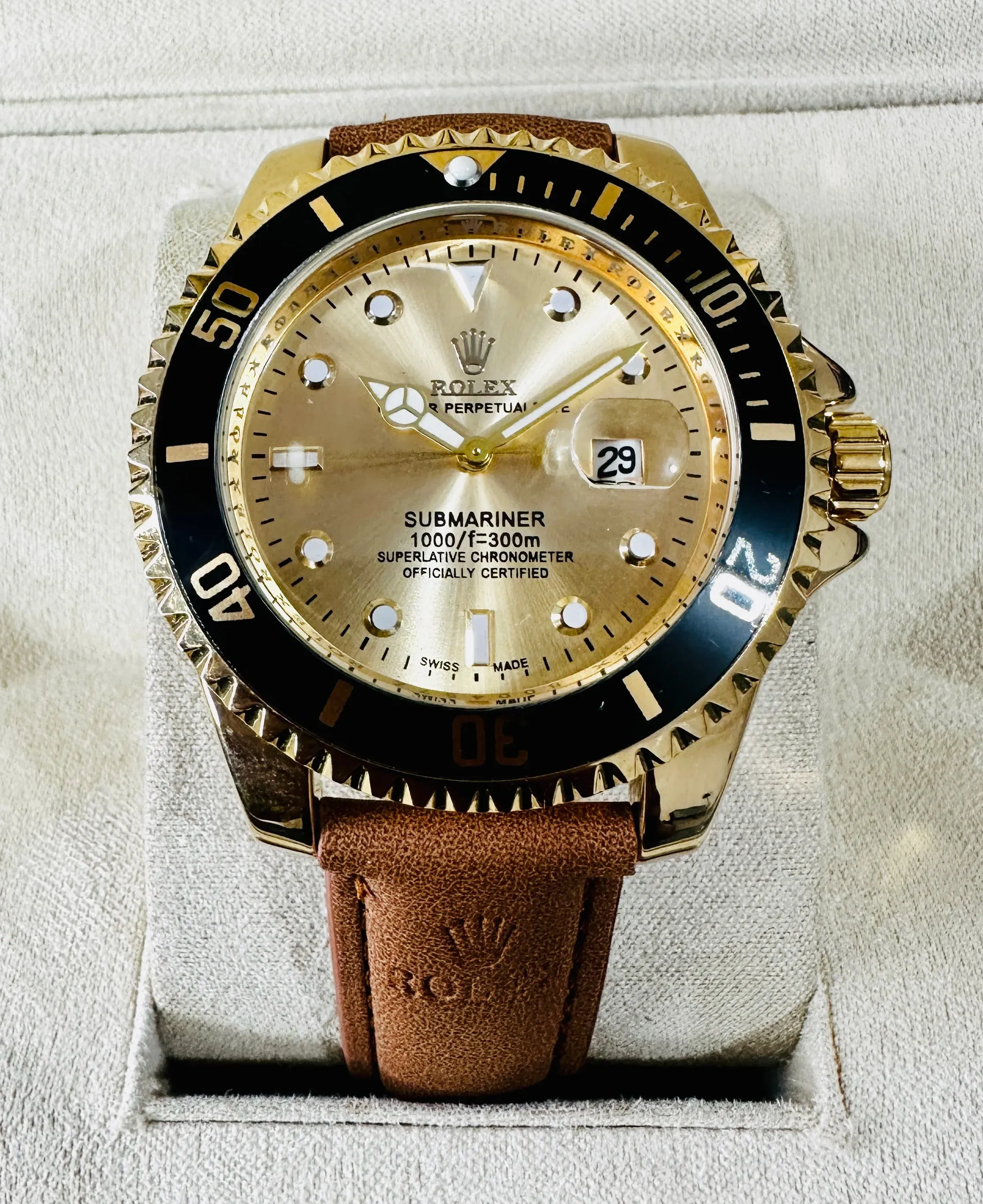 Relógio Rolex Submariner Strap Couro Brown