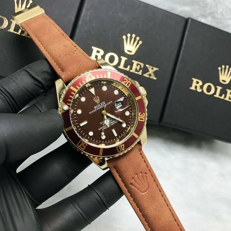 Relógio Rolex Submariner Strap Couro Brown