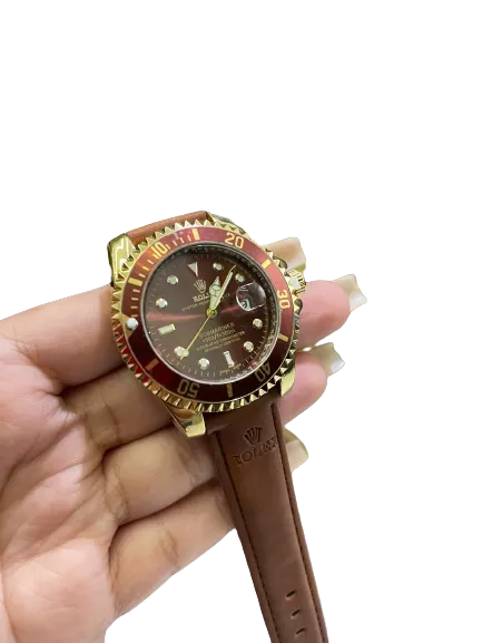 Relógio Rolex Submariner Strap Couro Brown