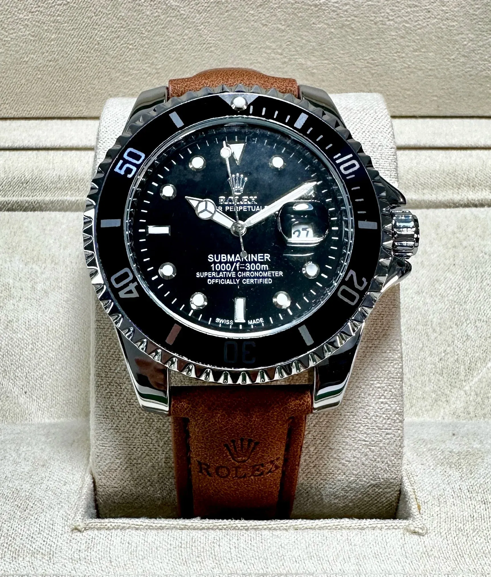 Relógio Rolex Submariner Strap Couro Brown