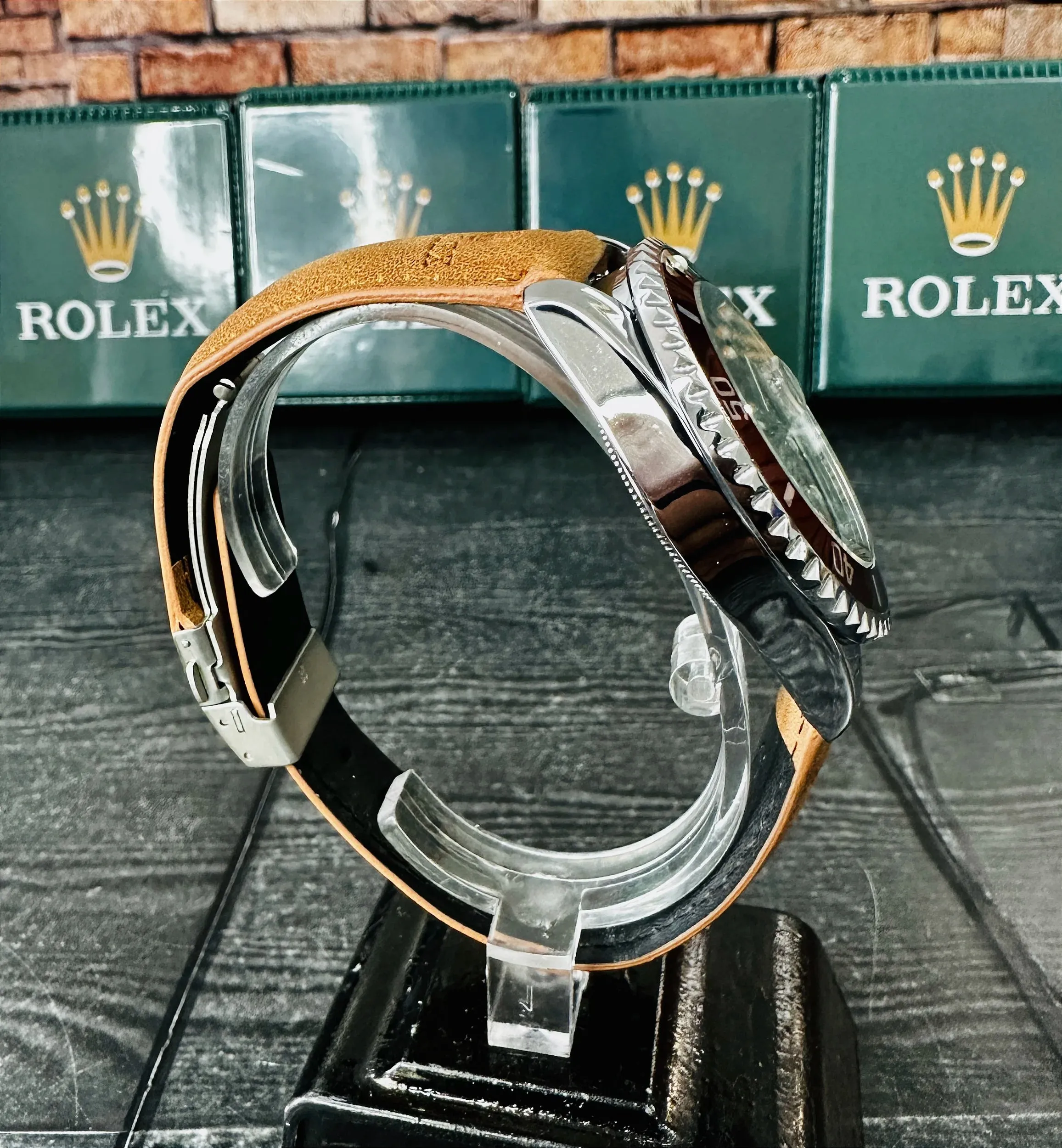 Relógio Rolex Submariner Strap Couro Brown