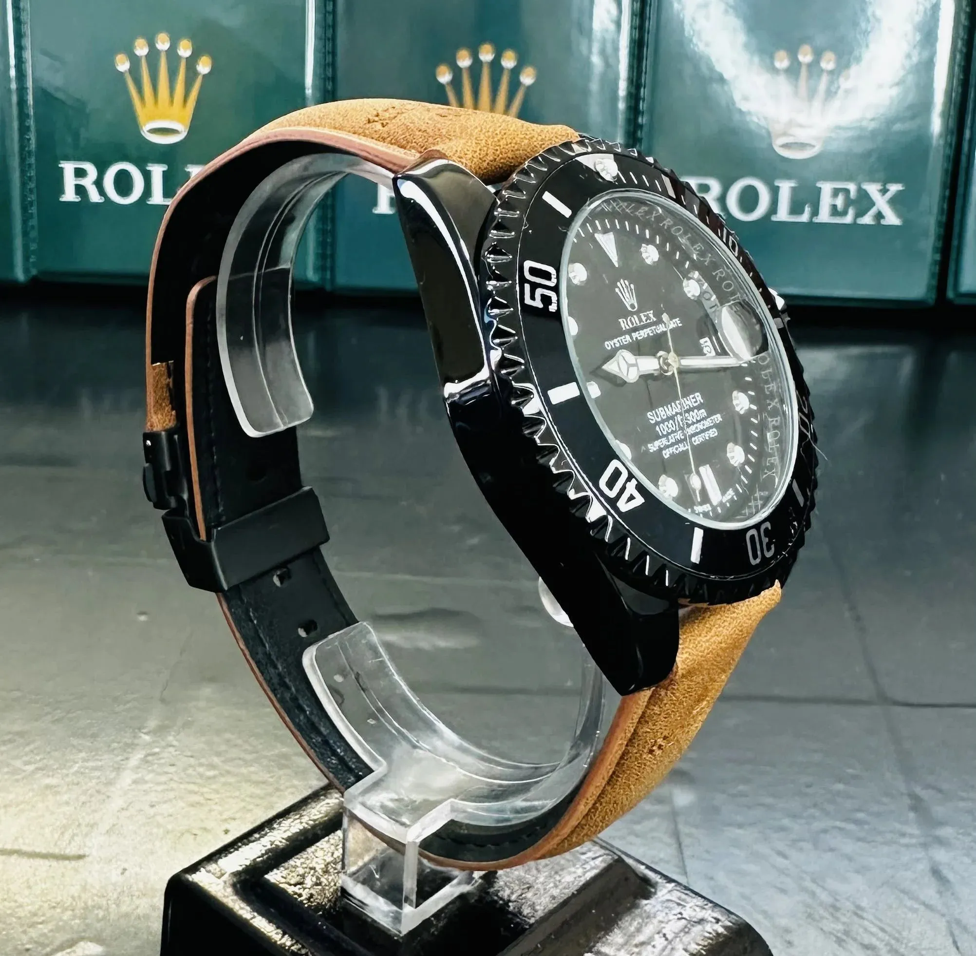 Relógio Rolex Submariner Strap Couro Brown