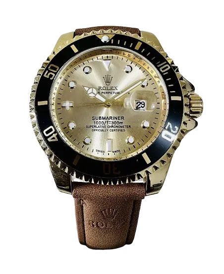 Relógio Rolex Submariner Strap Couro Brown