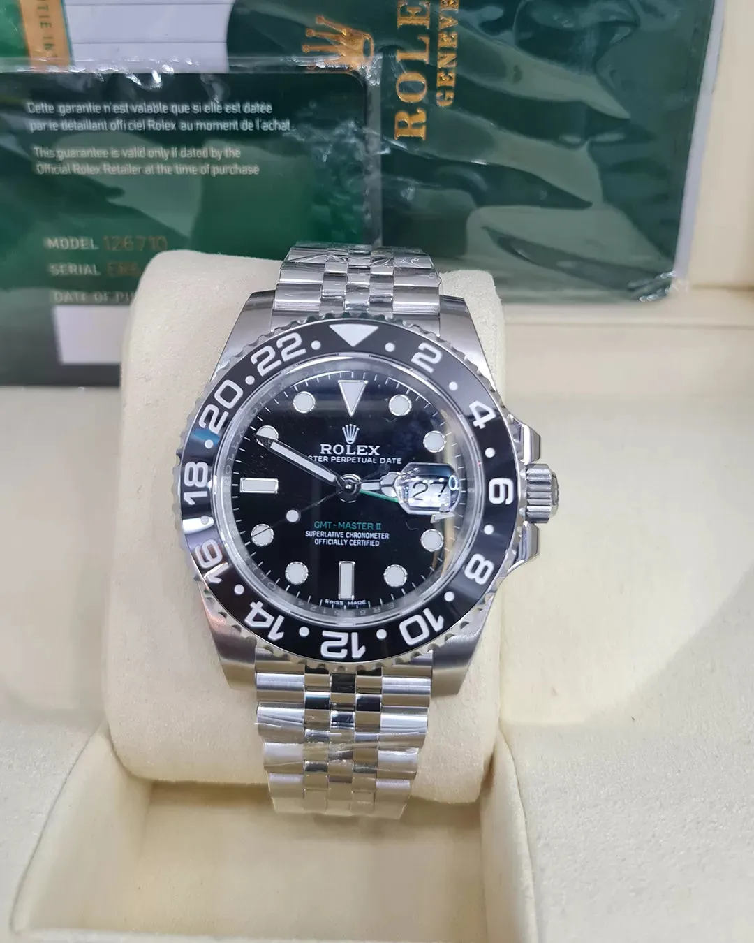 Rolex GMT Master II 116710LN on Jubilee Bracelet