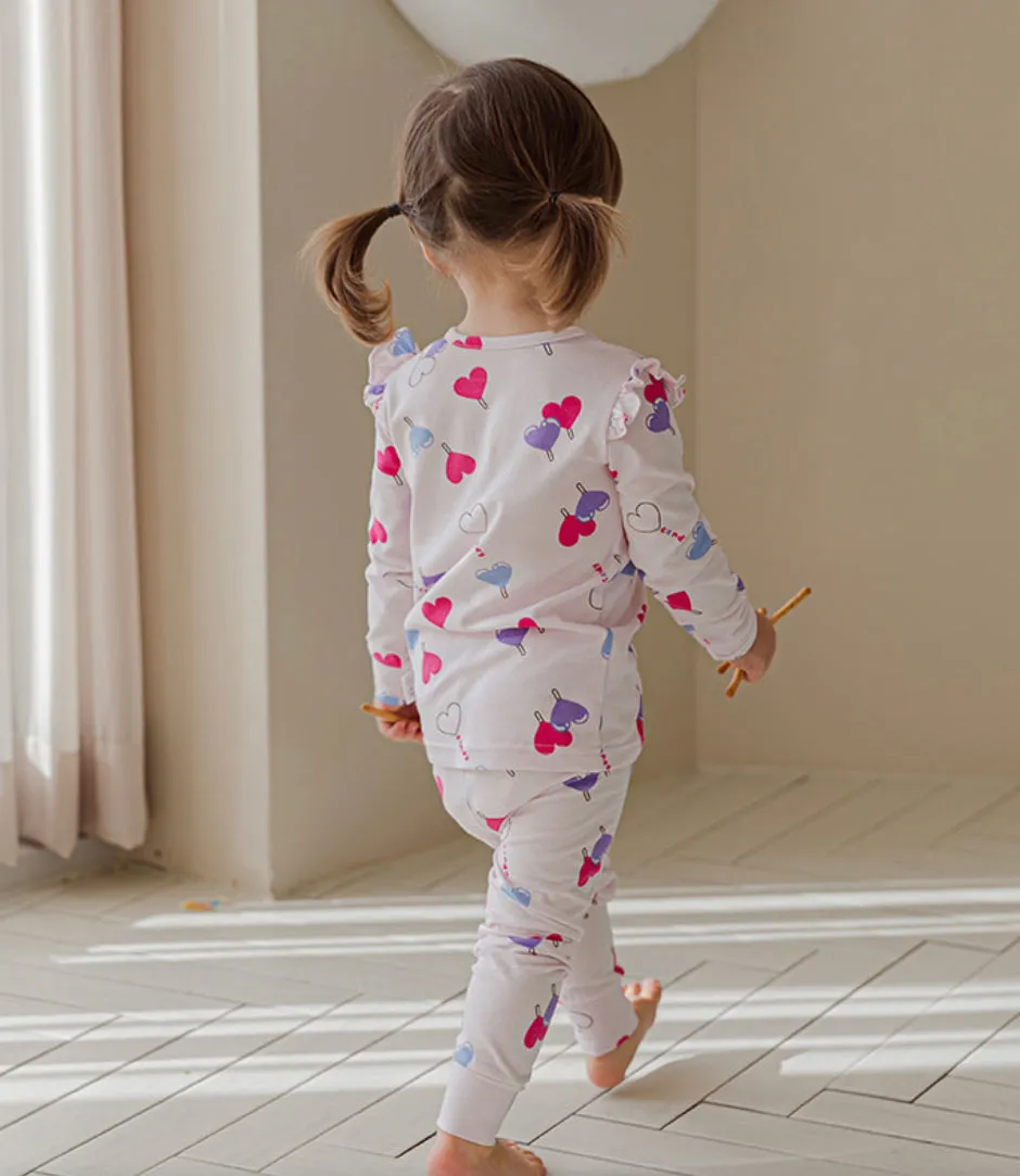 Single Spandex Fabric  Pajamas set-Candy Heart