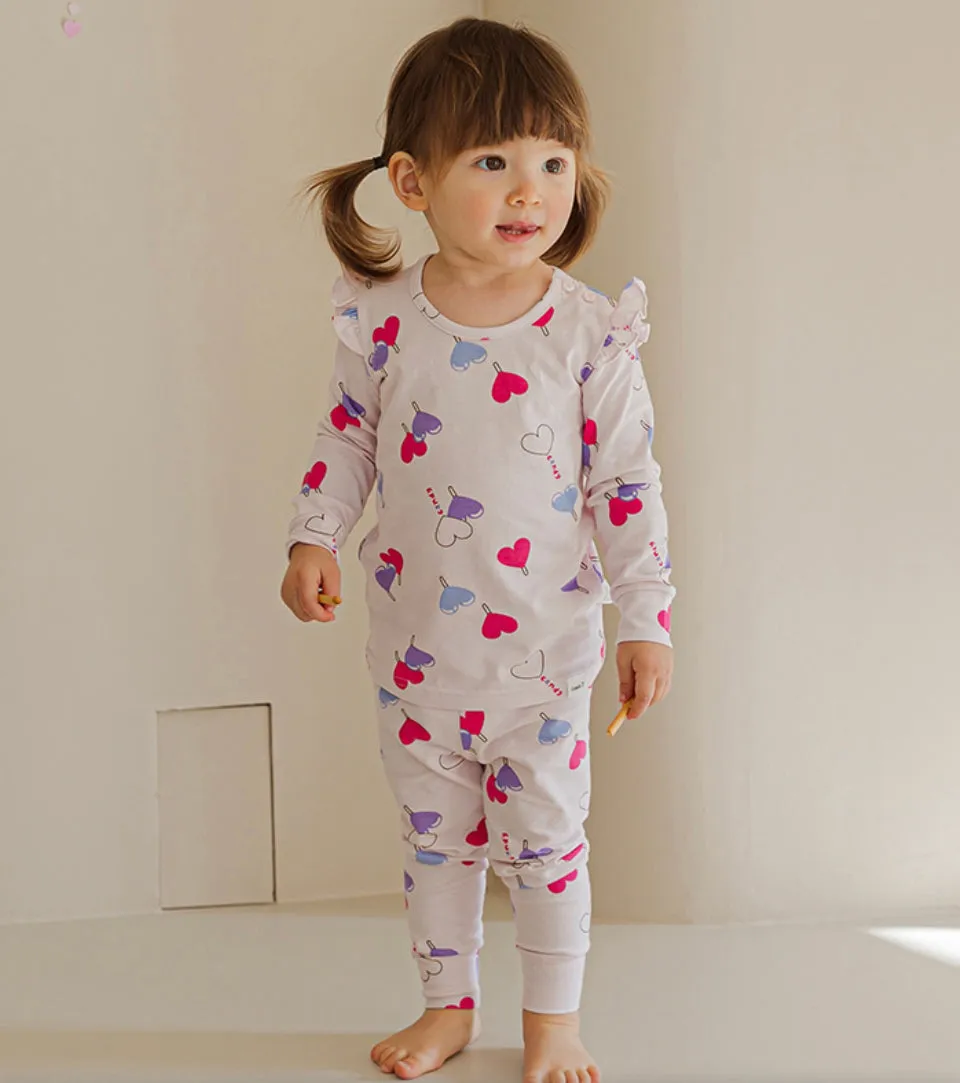 Single Spandex Fabric  Pajamas set-Candy Heart