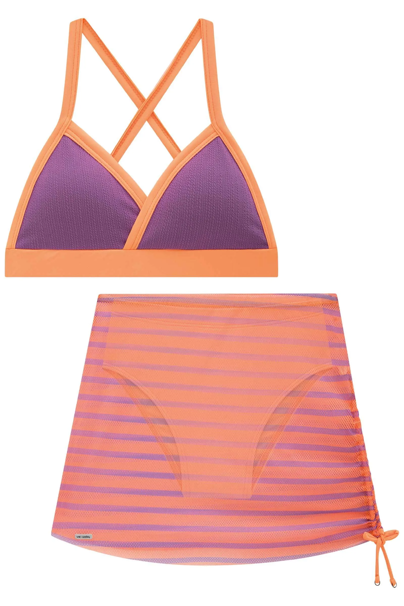 **UV 50  Protected Bikini Set with Stylish Mesh Skirt - Model 78311 by Vic & Vicky**