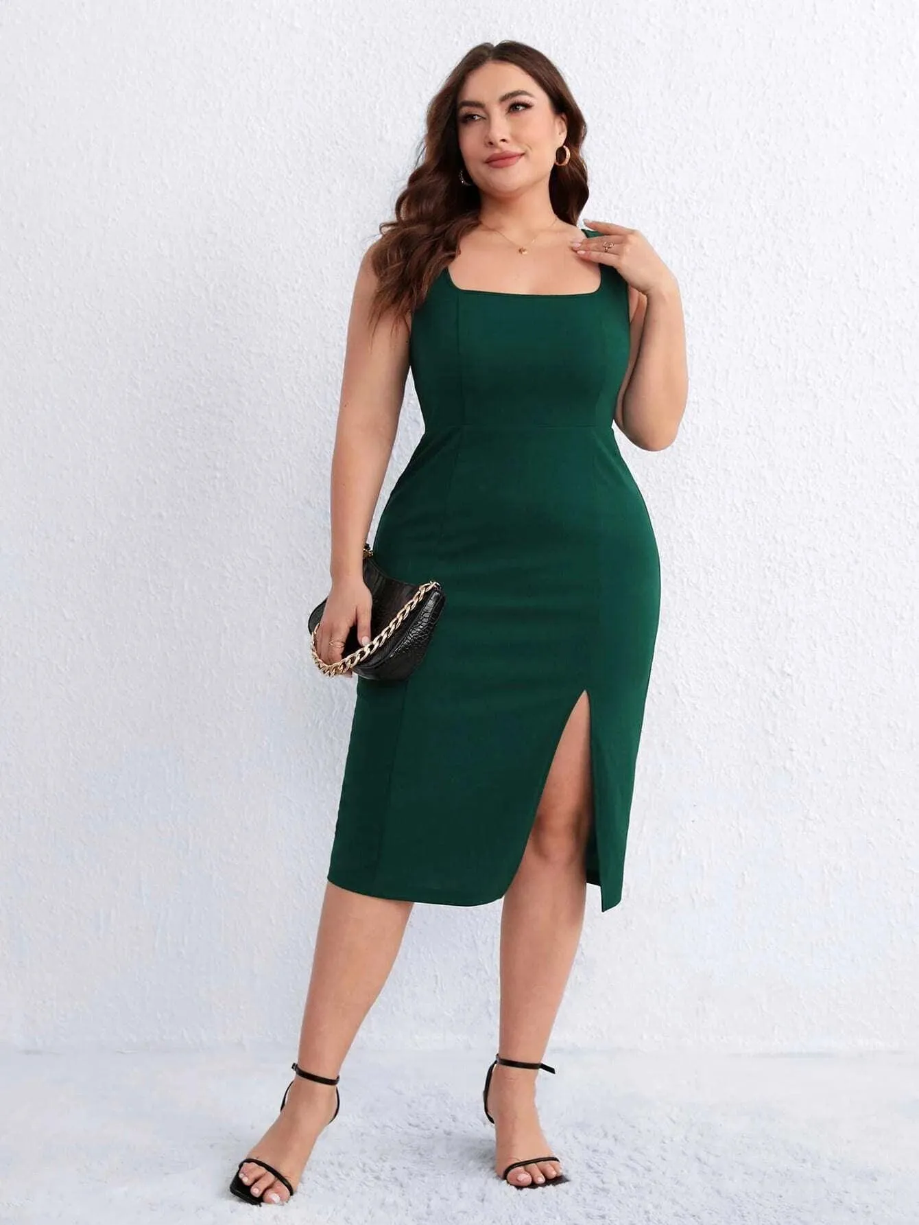 Vestido Midi Com Fenda Lateral Plus Size - Edith