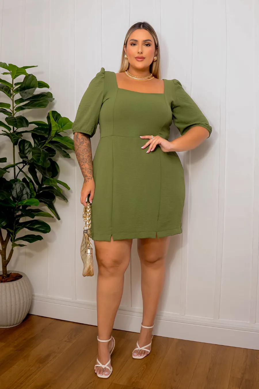 Vestido Plus Size Lastex Bruna Verde