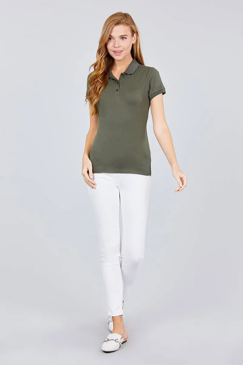 Voluptuous ( ) Classic Pique Spandex Polo Top